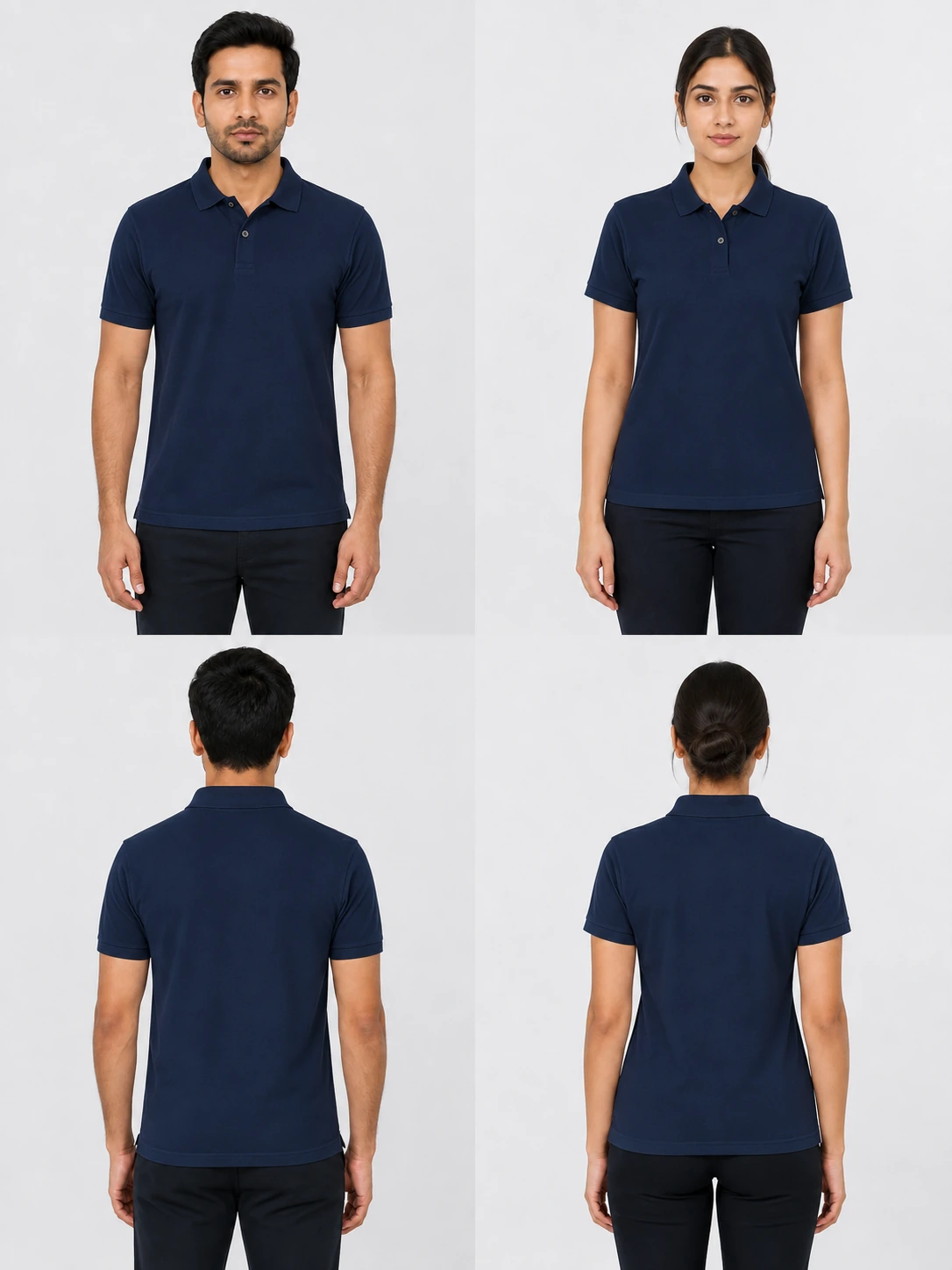 Corporate Matty Polo in Navy, front view on the male model