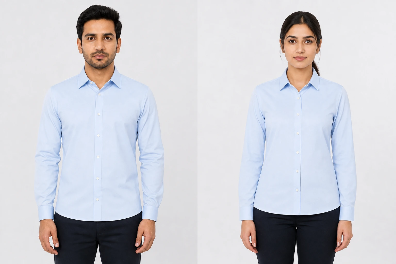 Corporate Formal Shirt in Sky Blue, front view on the male model