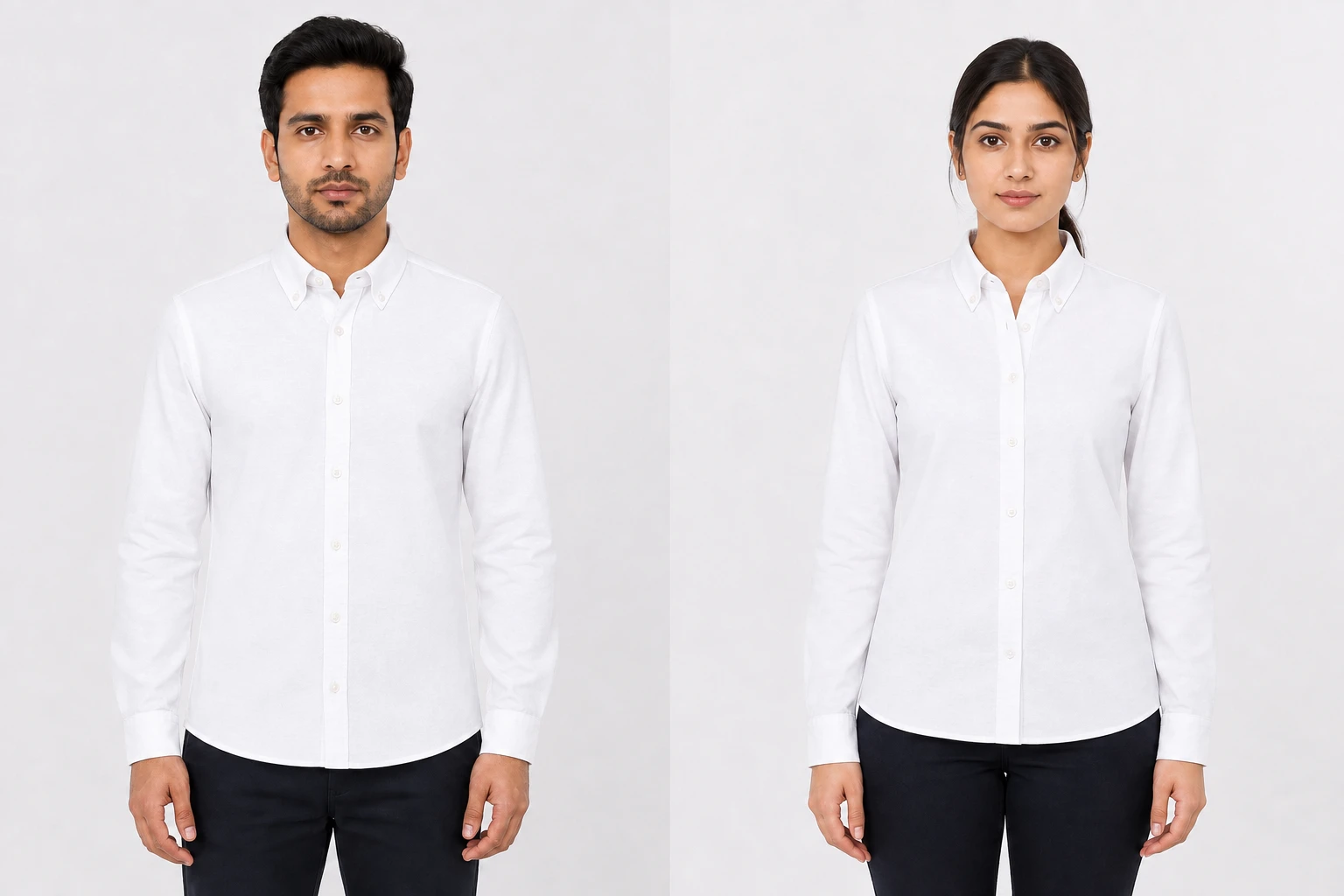 Oxford Casual Shirt in White, front view on the male model
