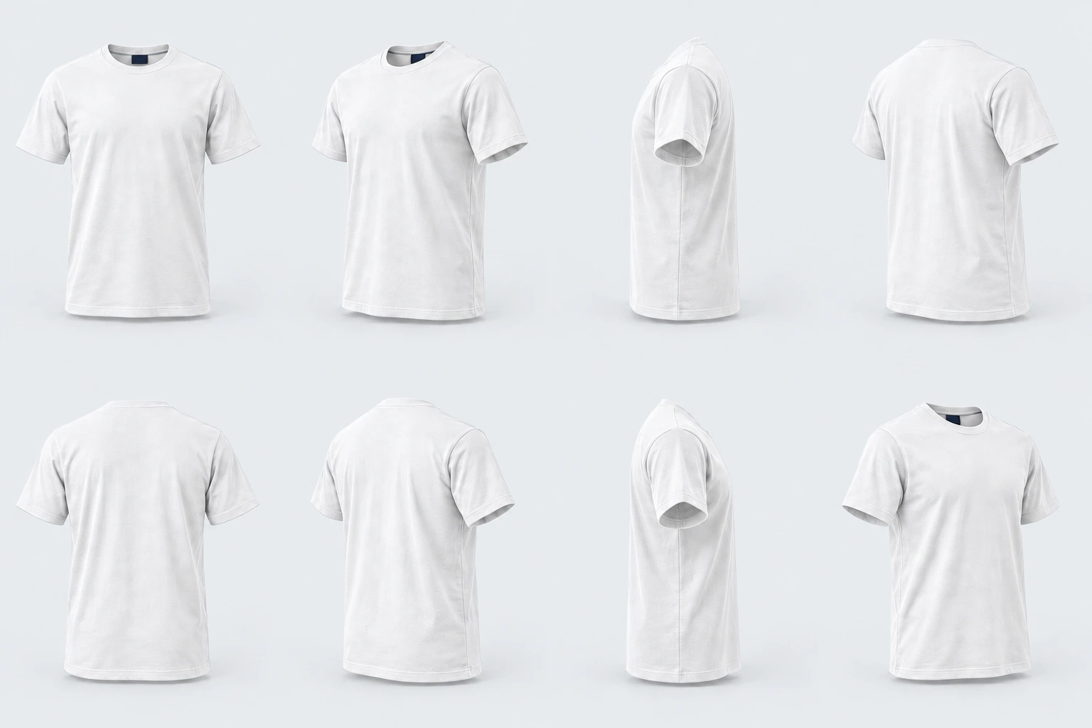 Classic Cotton Round-Neck Tee in White, front studio-style view
