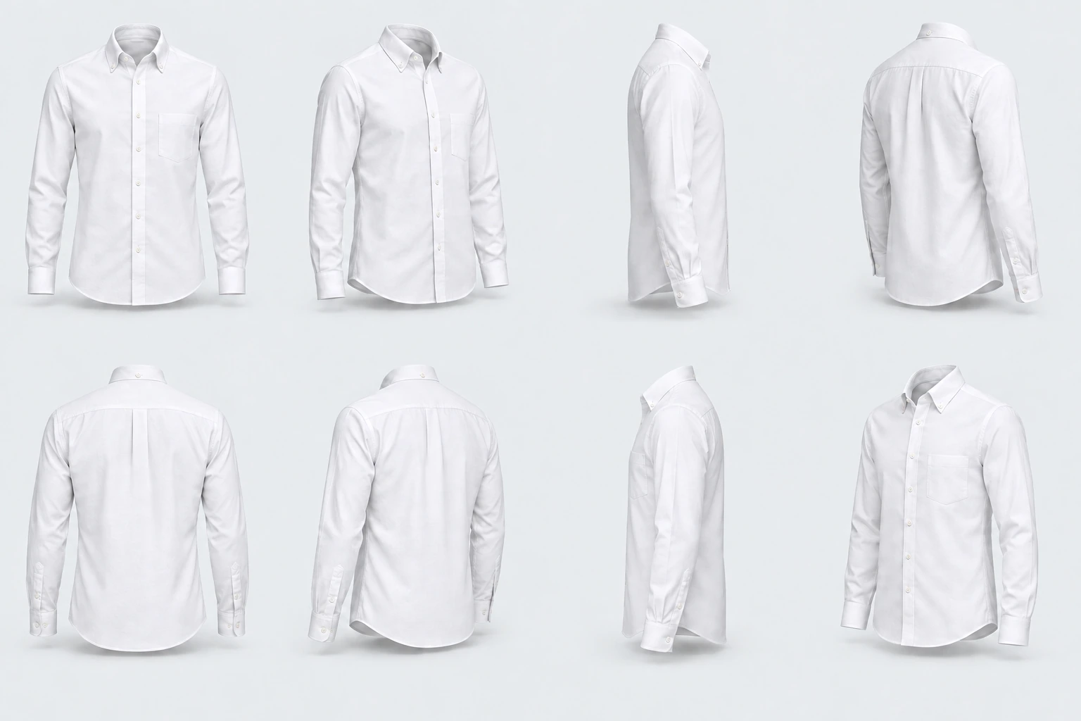 Oxford Casual Shirt in White, front studio-style view