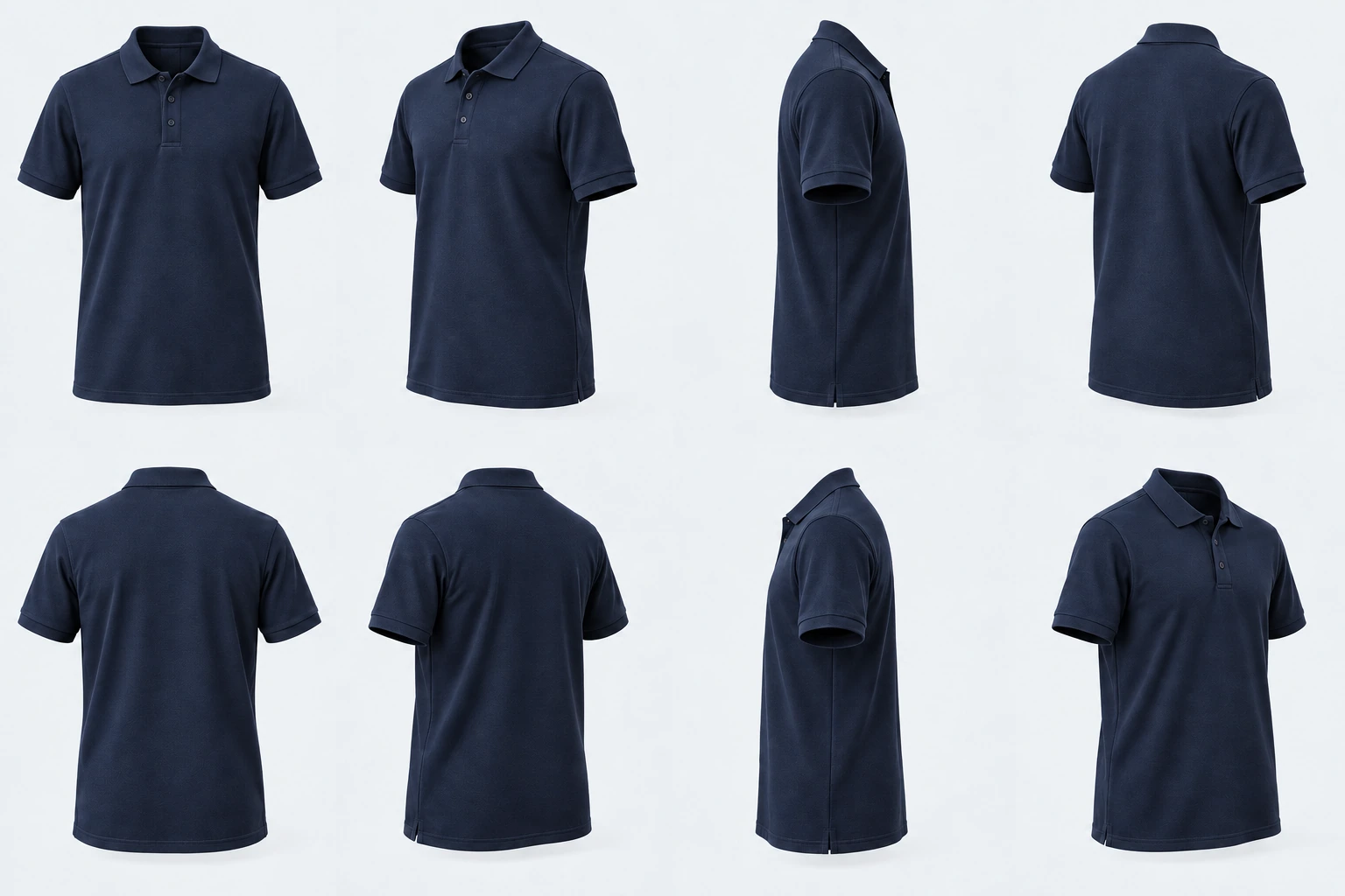 Pure Cotton Pique Polo in Navy, front studio-style view