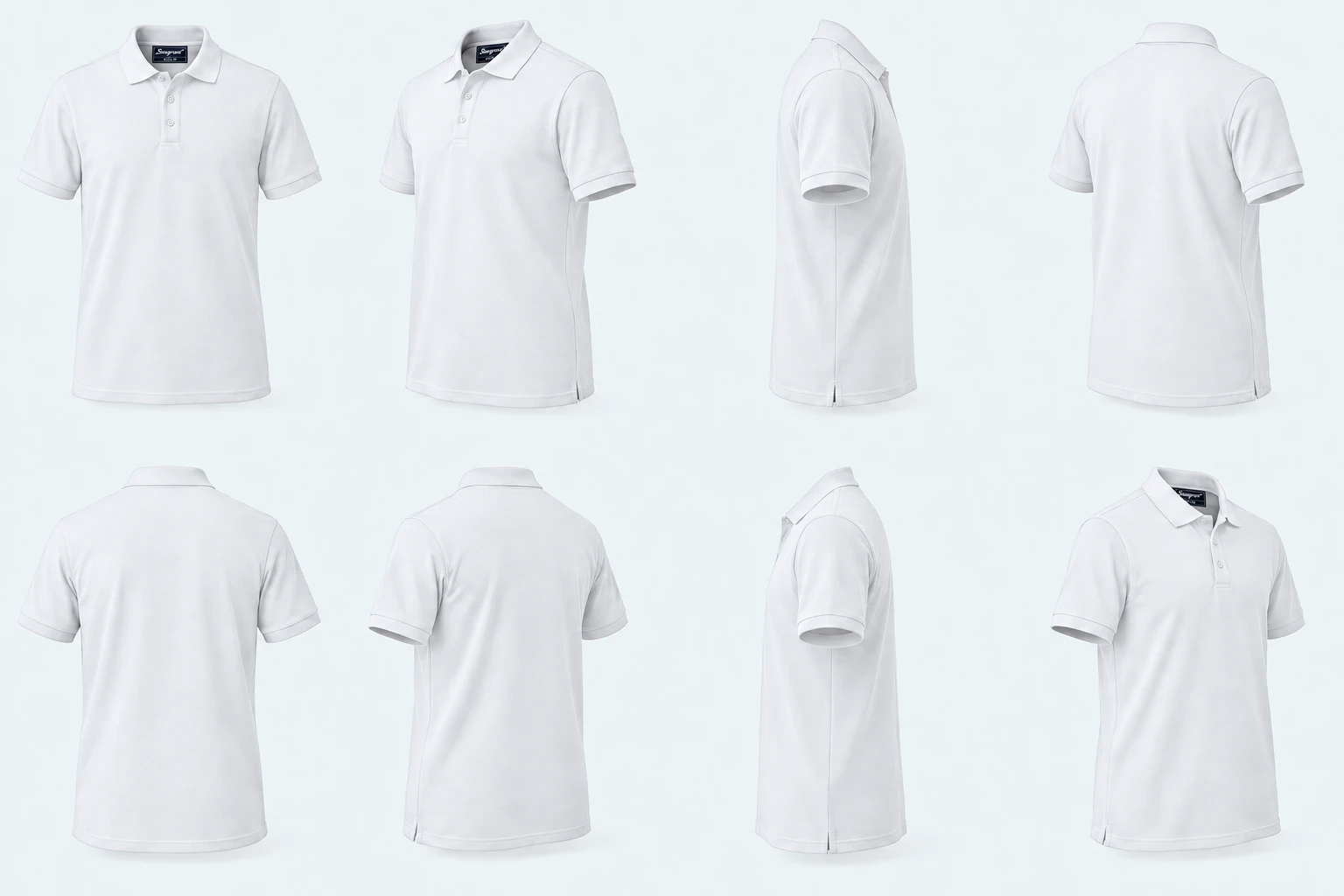 Corporate Matty Polo in White, front studio-style view