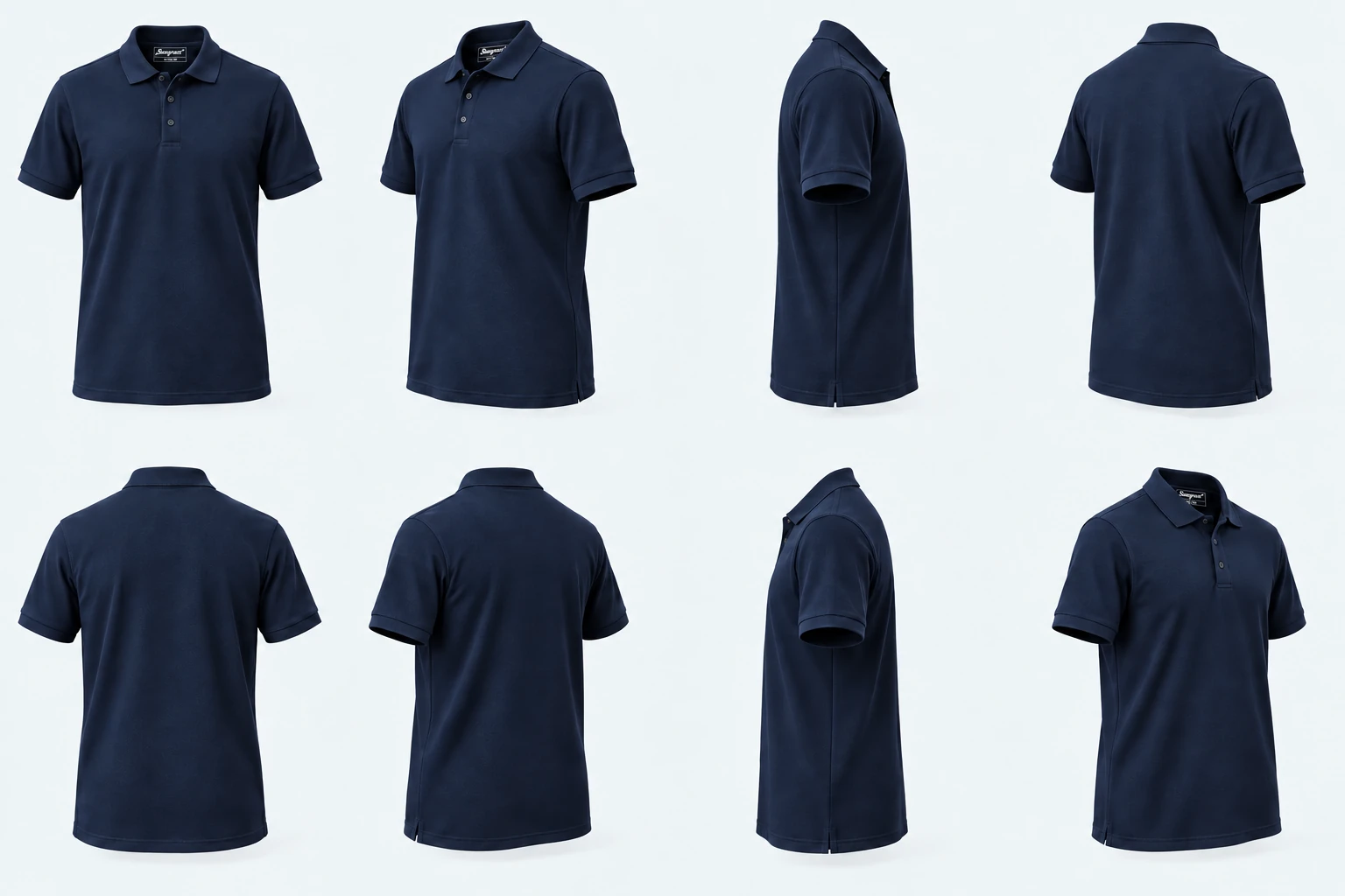 Pure Cotton Pique Polo in Navy, front studio-style view